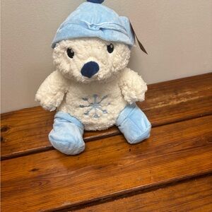 Cute Pet Plush Polar Bear Toy with Blue Outfit
